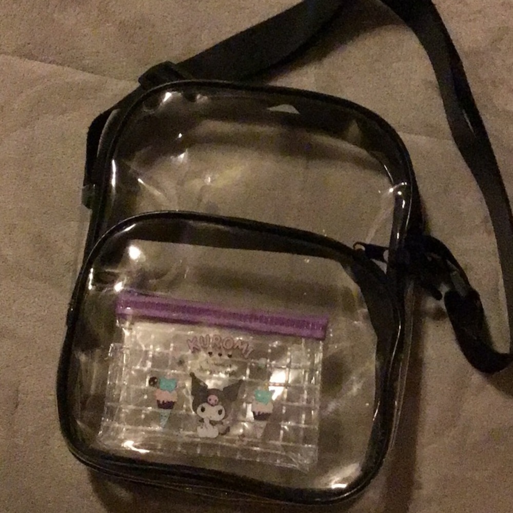 Clear Transparent Crossbody Bag with Black Strap